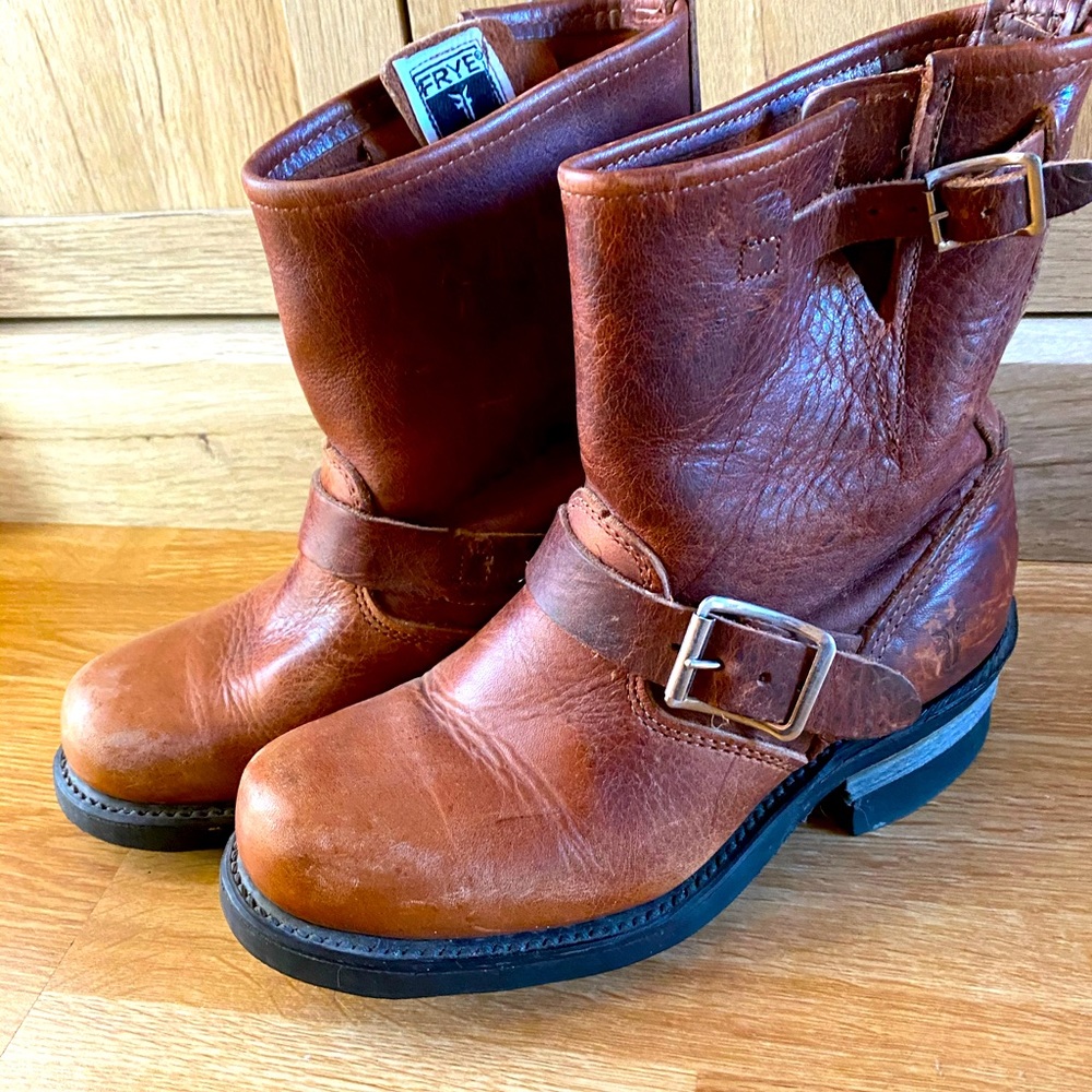 Frye brown short moto boots